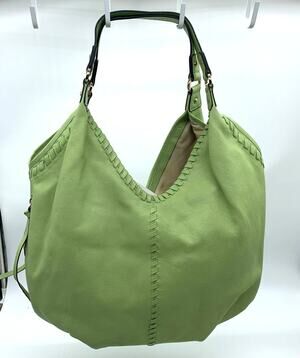 LODIS Womens Handbag Large Whipstitch Leather Tote - Lacey Pear Green Purse